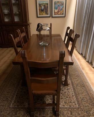 Tavolo con sedie stile liberty legno massello