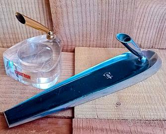 Set  portapenna  vintage acrilico  e metallo