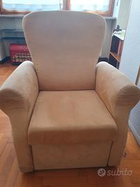 Poltrona da salotto sfoderabile beige in microfibr