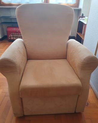 Poltrona da salotto sfoderabile beige in microfibr