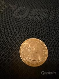 moneta sterlina d'oro regina Elisabetta II 1958