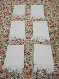 Set 6 Asciugamani Anni 30 Puro Lino Bianco Corredo