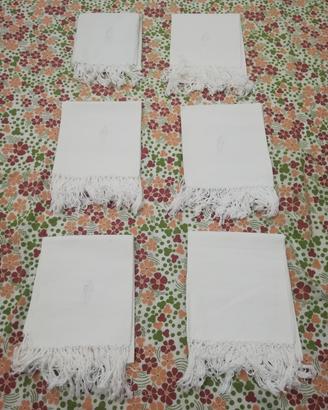 Set 6 Asciugamani Anni 30 Puro Lino Bianco Corredo