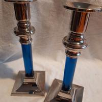 candelabri moderni. Argento e blu