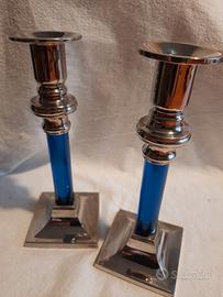 candelabri moderni. Argento e blu