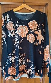 MAGLIONE DONNA FLOREALE CON BRILLANTINI  TG. L/XL