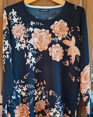 MAGLIONE DONNA FLOREALE CON BRILLANTINI  TG. L/XL