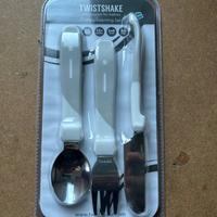 Set Posate Educative Twistshake Bianche 12+ mesi N