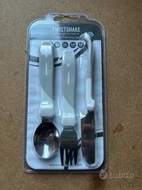 Set Posate Educative Twistshake Bianche 12+ mesi N