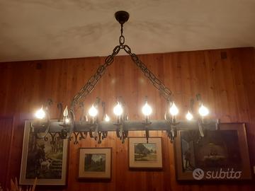 Lampadario ferro battuto