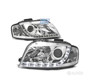 FARI AUDI A3 8P 03-08 LUCE DIURNA A LED FONDO CROM