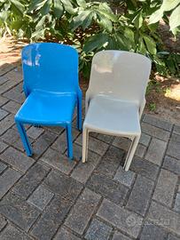 n.2 sedie Selene artemide magistretti light blue e