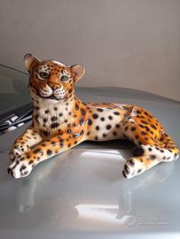 Statua Leopardo Ceramiche Boxer fatta a mano