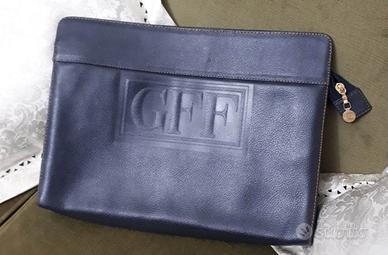 Borsa vera pelle G Ferrè blu vintage anni 1970/80