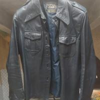 giacca in pelle blu marina taglia 46