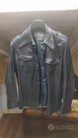 giacca in pelle blu marina taglia 46