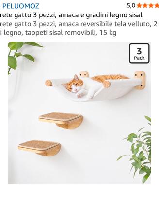 Set Parete Gatto 3 Pezzi PELUOMOZ fino a 15kg