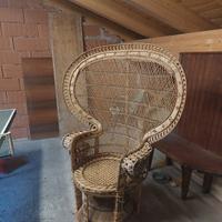 poltrona pavone in vimini rattan