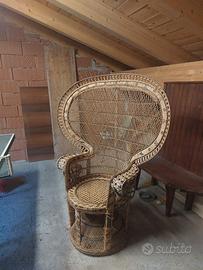 poltrona pavone in vimini rattan