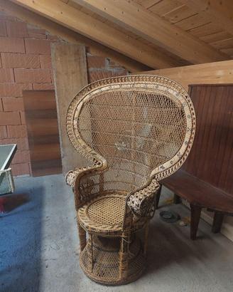 poltrona pavone in vimini rattan