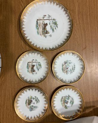 Set piatto portata e 4 piattini porcellana azberg