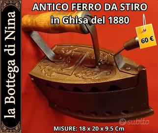 Antico Ferro da Stiro a Carbone/Brace in Ghisa, Ma