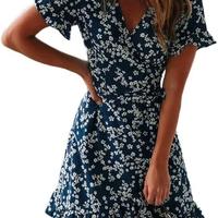 Abito blu scuro con fiori bianchi tg. L