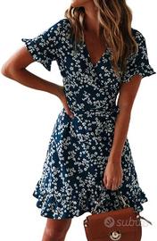 Abito blu scuro con fiori bianchi tg. L