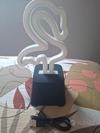 Lampada Neon Flamingo Base Nera USB