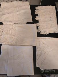 9 asciugamani vintage lino tela grezza 