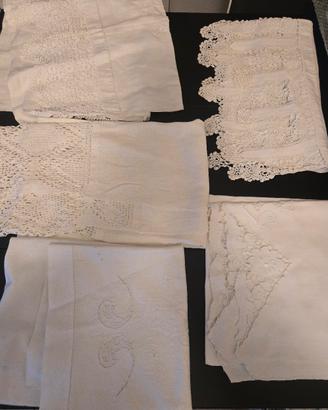 9 asciugamani vintage lino tela grezza 