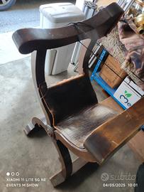 sedia antica da sistemare pelle schienale 