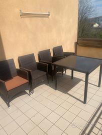 Set Mobili da esterno in rattan Tavolo + 4 sedie