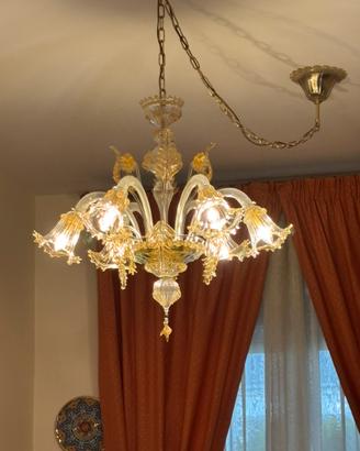 Lampadario 6 luci, Murano marchio la Murrina
