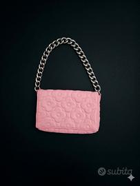 borsa a spalla rosa pastello trapuntata 