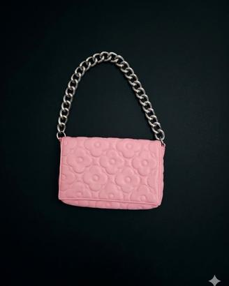 borsa a spalla rosa pastello trapuntata 