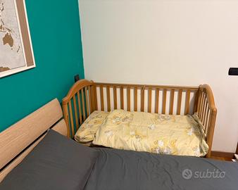 Culla in legno Mibb + materasso + rialzo materassi