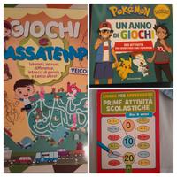3 libri passatempi veicoli, pokemon e numeri