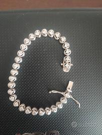 Bracciale argento 925 argento cuoricini  pietre
