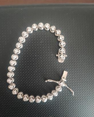 Bracciale argento 925 argento cuoricini  pietre
