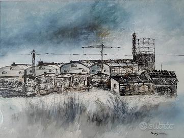 Vespignani Renzo - Periferia quadro olio su tela