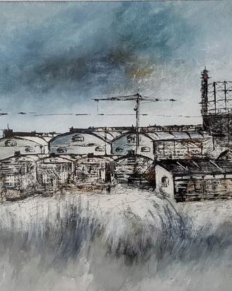 Vespignani Renzo - Periferia quadro olio su tela