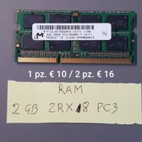 memorie RAM da 1 e 2 GB