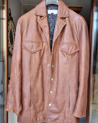Cappotto in vera pelle di colore marrone taglia 48