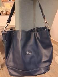 Borsa pelle blu brics originale