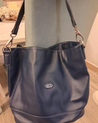 Borsa pelle blu brics originale