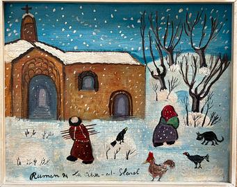 Dipinto Naïf Vintage – Folk Art – Ruman – Firmato
