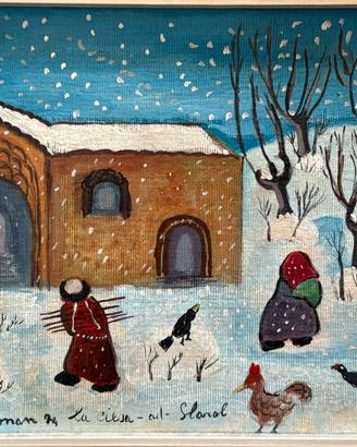 Dipinto Naïf Vintage – Folk Art – Ruman – Firmato
