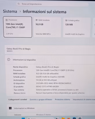 Galaxy Book 3 Pro da 16 pollici