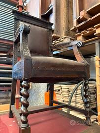 Poltrona da ufficio in legno e in pelle